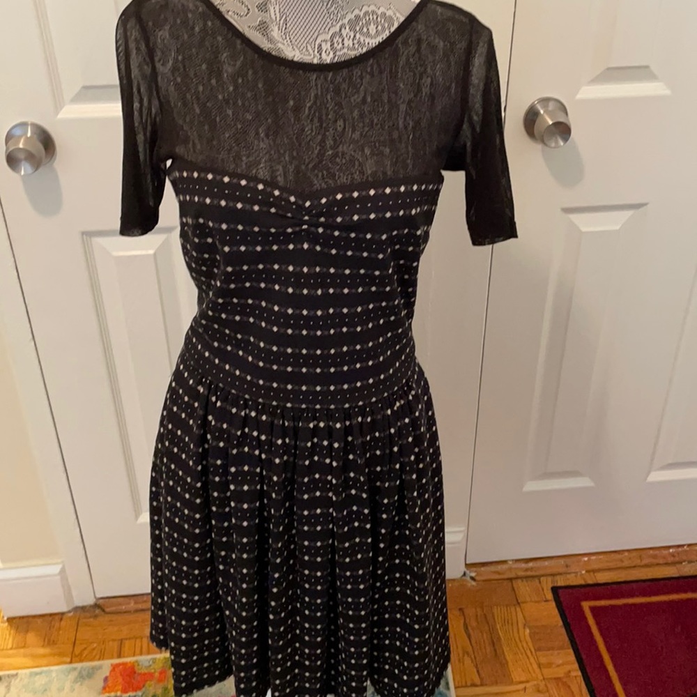 Betsey Johnson Black and Gold/Taupe Dress